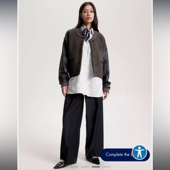 TOMMY HILFIGER - Mixed Media Varsity Jacket - Small - Used Once - Picture 2 of 3